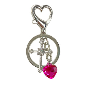 Rainbow Heart Keychain Diamonds Crossed Ice Penetration Love Female Car Keyrings
