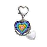 Rainbow Heart Keychain Diamonds Crossed Ice Penetration Love Female Car Keyrings