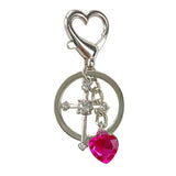 Rainbow Heart Keychain Diamonds Crossed Ice Penetration Love Female Car Keyrings