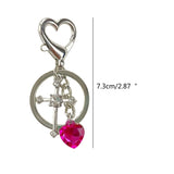 Rainbow Heart Keychain Diamonds Crossed Ice Penetration Love Female Car Keyrings