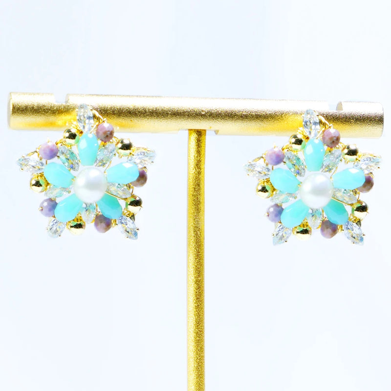 Star Earrings Piercings with Pearl Hoop Studs