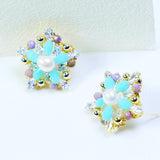 Star Earrings Piercings with Pearl Hoop Studs