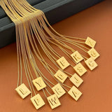 Famous Small Square Initials Pendant Clavicle Chain Necklace Woman