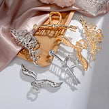 Pearl Hair Claw Clip Silver Punk Metal Big Jaw Crab Headwear