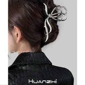 Irregular Hollow out Bow Metal Hair Claws for Women Party