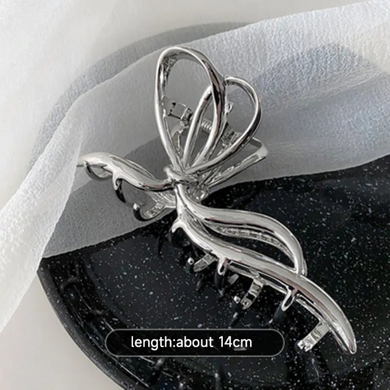 Irregular Hollow out Bow Metal Hair Claws for Women Party