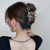 Irregular Hollow out Bow Metal Hair Claws for Women Party