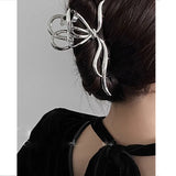 Irregular Hollow out Bow Metal Hair Claws for Women Party