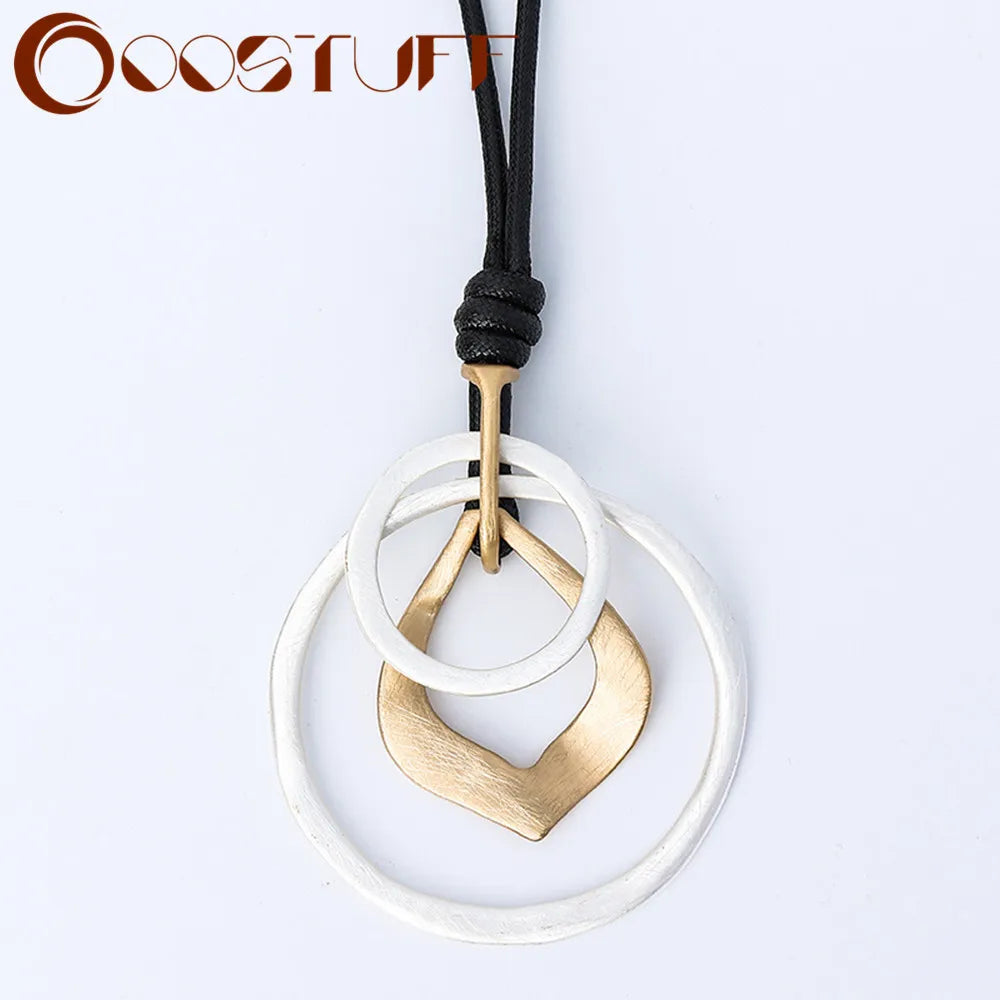Silver Long Necklace with Pendants Jewelry for Women Suspension Goth Access