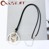 Silver Long Necklace with Pendants Jewelry for Women Suspension Goth Access
