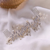 Bridal Tiara Rhinestone Pearl Hairband Hairpin Wedding Hair Ornament