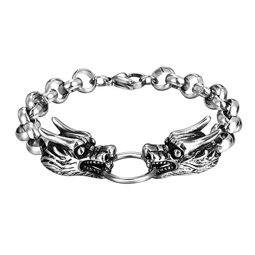 Dragon Head Chain Bracelet Stainless Steel Hand Chain for Boyfriend