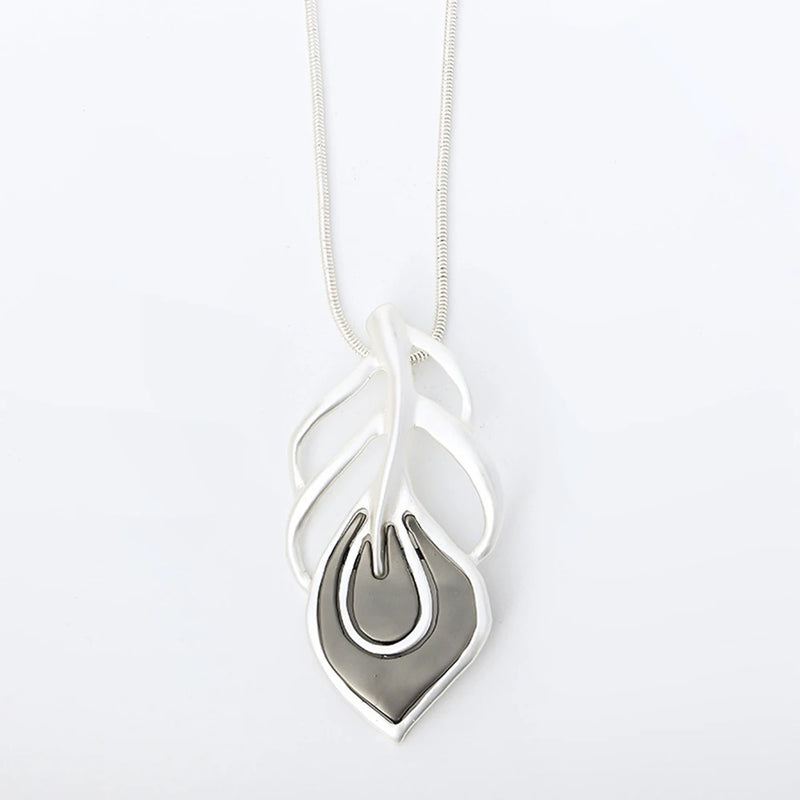 Vintage Hollow Leaf Suspension Necklace for Women