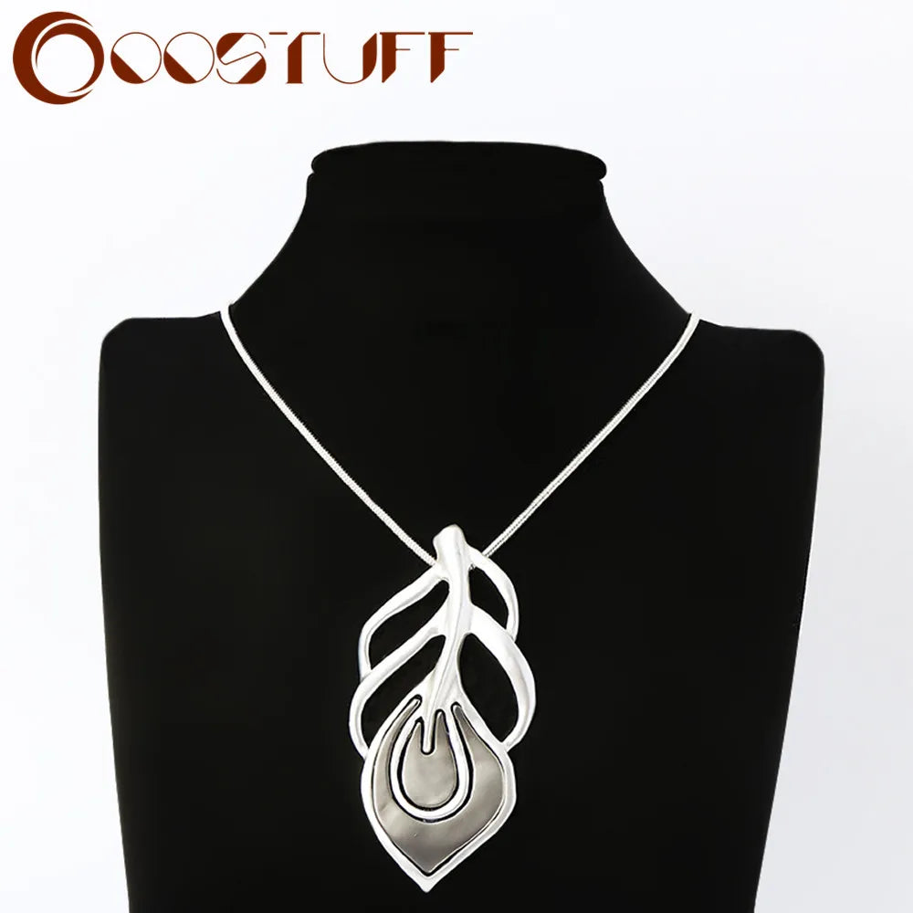 Vintage Hollow Leaf Suspension Necklace for Women