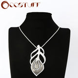 Vintage Hollow Leaf Suspension Necklace for Women