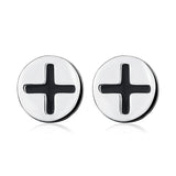 925 Silver Cross Earrings Round 18k Plated