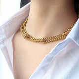 Vintage Metal Choker Link Chain Necklace for Women