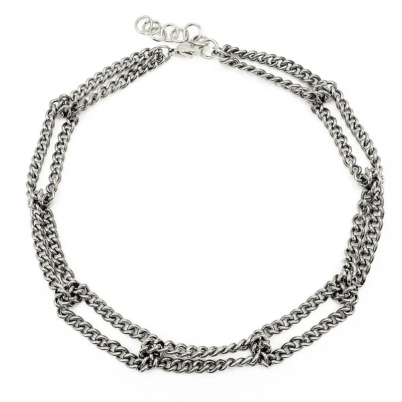 Vintage Metal Choker Link Chain Necklace for Women