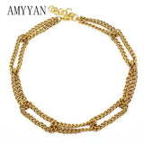 Vintage Metal Choker Link Chain Necklace for Women