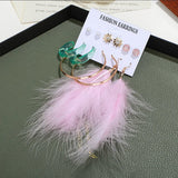 Pink Tassel Flower Hoop Earrings for Women