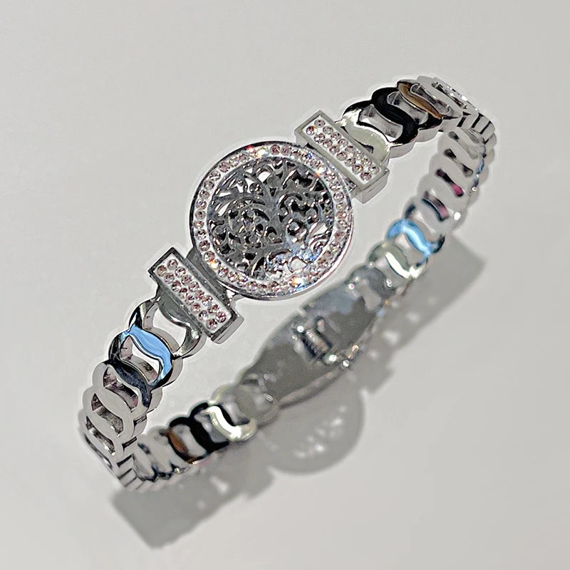 Life Tree Charm Bracelets for Women Stainless Steel Bangles Gift Tree Jewelry