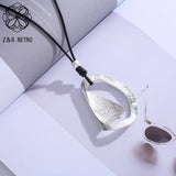 Long Chains Collar Necklace Silver Geometric Pendant Costume Jewelry