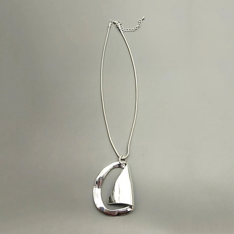 Long Chains Collar Necklace Silver Geometric Pendant Costume Jewelry