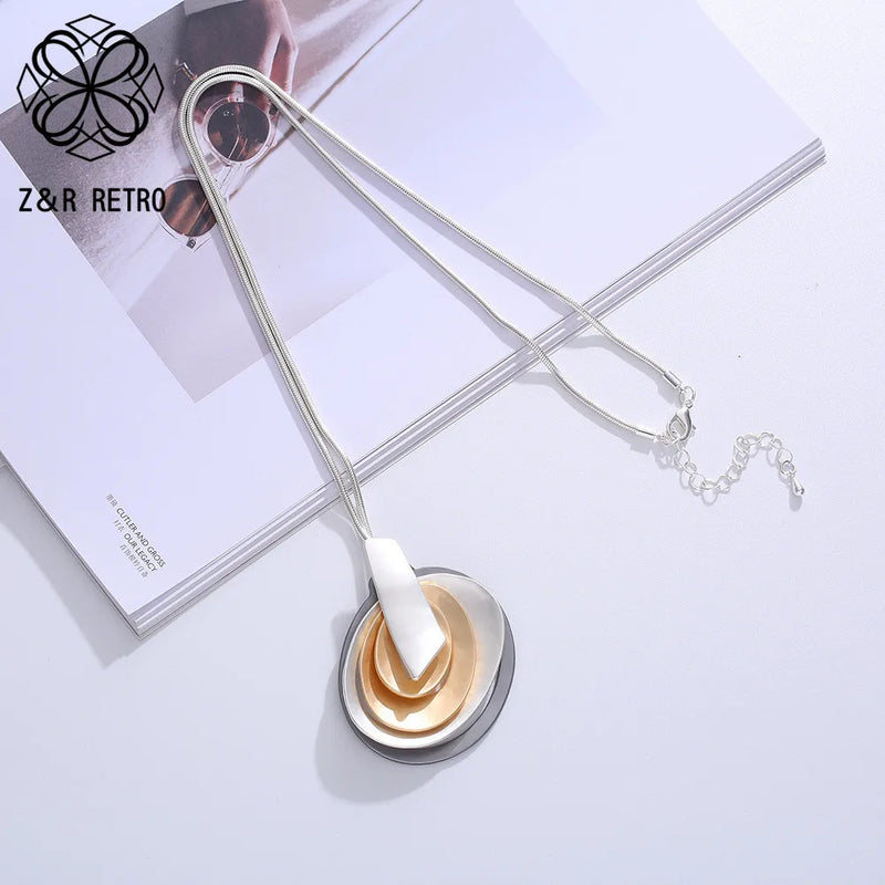 Long Chains Necklace Collar Pendants Suspension Costume Goth Jewelry Women