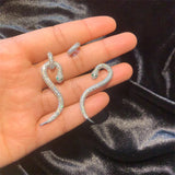 Snake Earrings Silver Zircon Green Eye Jewelry Modern Gift