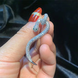 Snake Earrings Silver Zircon Green Eye Jewelry Modern Gift