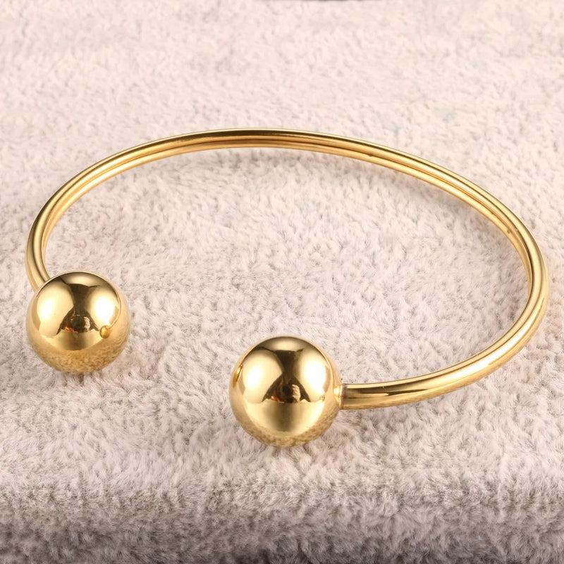 Stainless Steel Plating Round Cuff Bracelet Adjustable Wristband