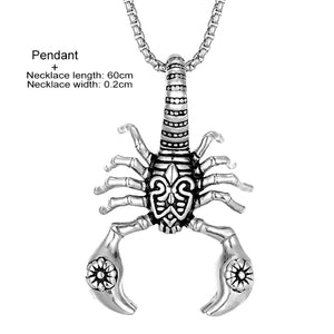 Tribal Scorpion King Pendant Necklace Stainless Steel Punk Rock Insect Jewelry
