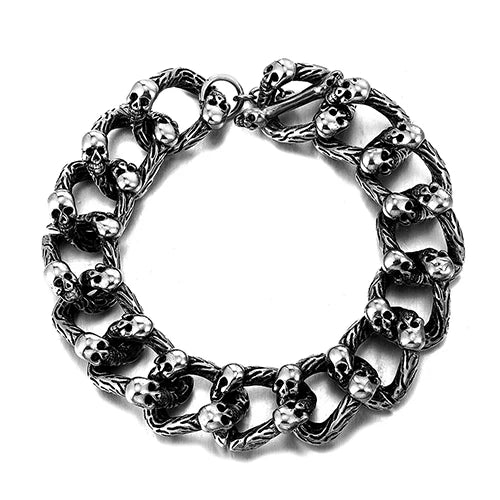 Men's Totem Skull Stainless Steel Punk Bracelet