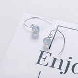 Natural Gray Moonstones 925 Sterling Silver Hook Earrings for Women