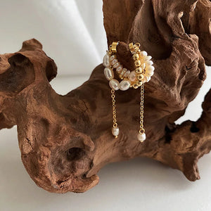 Natural Pearl Tassel Earrings for Women No Piercing Ear Clips