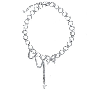 Women's Heart Butterfly Silver Chain Necklace