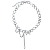 Women's Heart Butterfly Silver Chain Necklace