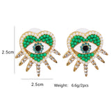 Metal Heart Pearl Earrings Crystal Drop Dangle Eyes Earrings Xmas Earing