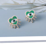 Metal Heart Pearl Earrings Crystal Drop Dangle Eyes Earrings Xmas Earing