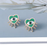 Metal Heart Pearl Earrings Crystal Drop Dangle Eyes Earrings Xmas Earing