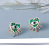 Metal Heart Pearl Earrings Crystal Drop Dangle Eyes Earrings Xmas Earing