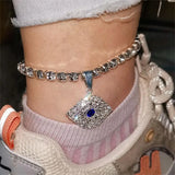 Demon Eye Pendant Rhinestone Anklet Jewelry