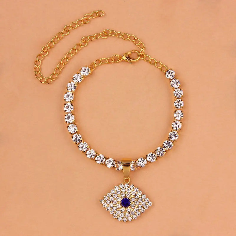 Demon Eye Pendant Rhinestone Anklet Jewelry