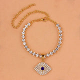 Demon Eye Pendant Rhinestone Anklet Jewelry
