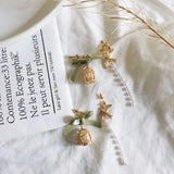 Asymmetric Bow Bird Cage Clip Earrings Women Girl's Pearl Tassel Accessories