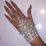 Punk Rhinestone Chain Hand Harness Bracelet for Women