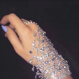 Punk Rhinestone Chain Hand Harness Bracelet for Women