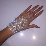 Punk Rhinestone Chain Hand Harness Bracelet for Women