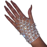 Punk Rhinestone Chain Hand Harness Bracelet for Women