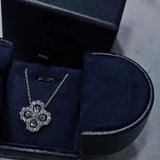 Silver Four Leaf Clover Necklace Zircon Jewelry Wedding Gift